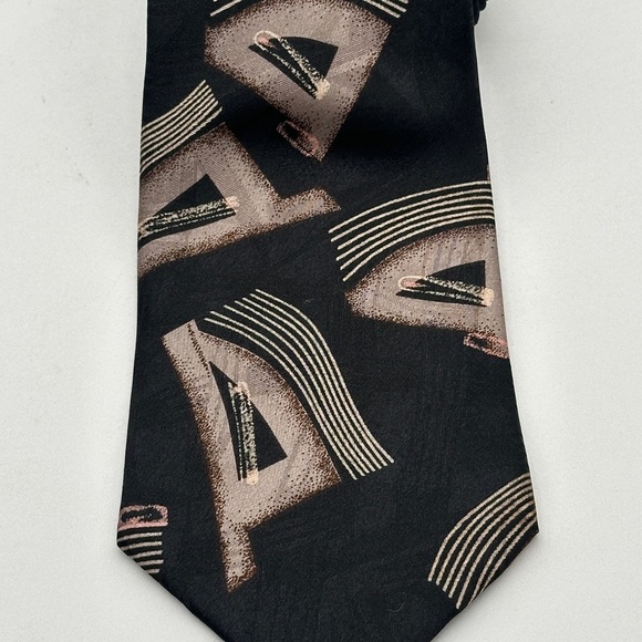 PIERRE BALMAIN COUTURE Black Gold 100% Italian Silk Tie Necktie Extra Long EUC - Picture 2 of 6